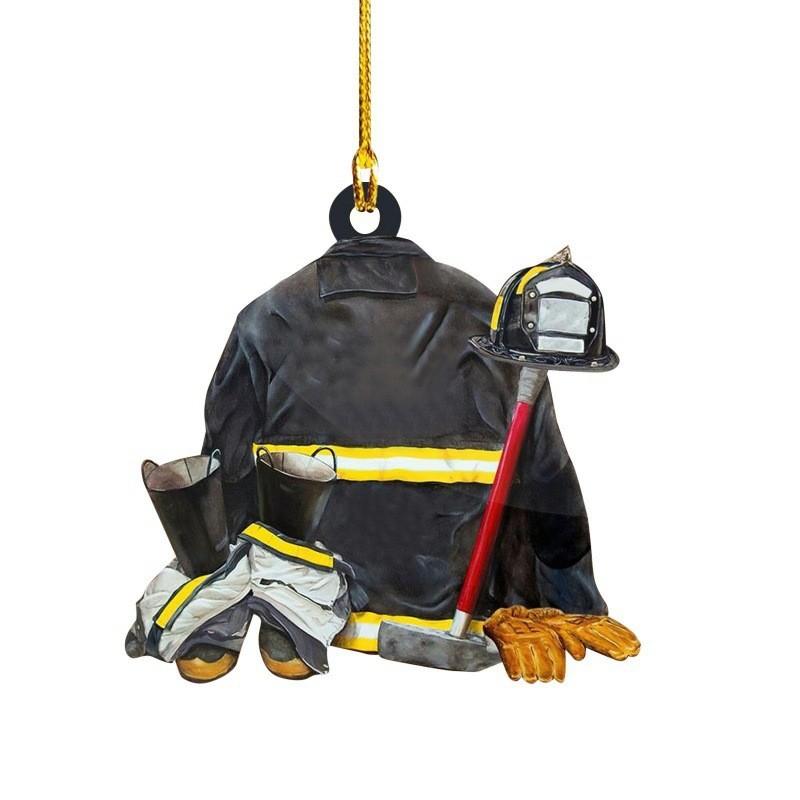 

Vintage Style Acrylic Firefighter Car Hanging Ornament For Christmas Tree Decoration 6