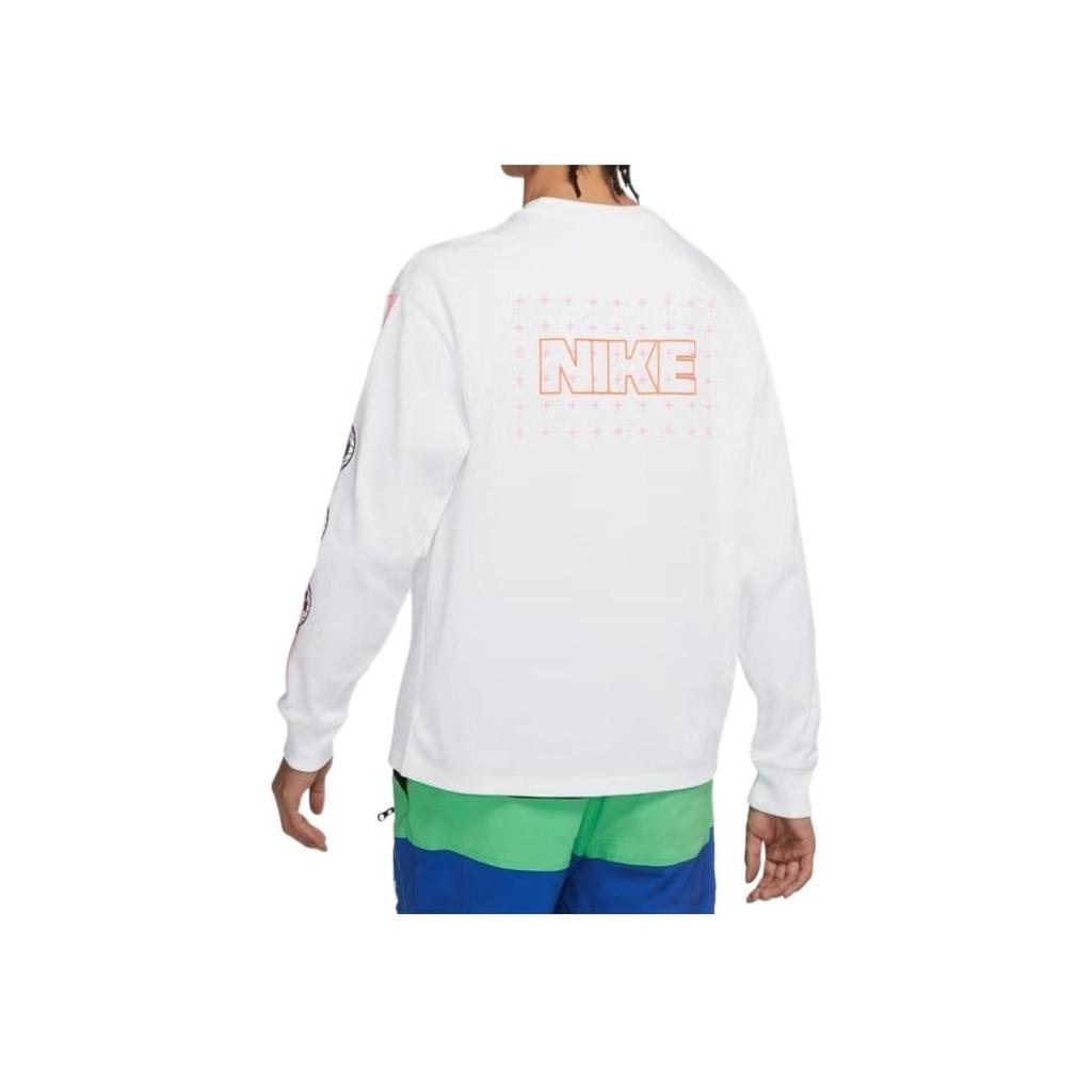 Nike Alphabet Print Crew Neck Long Sleeve T-Shirt Men Tops White DO6946-100