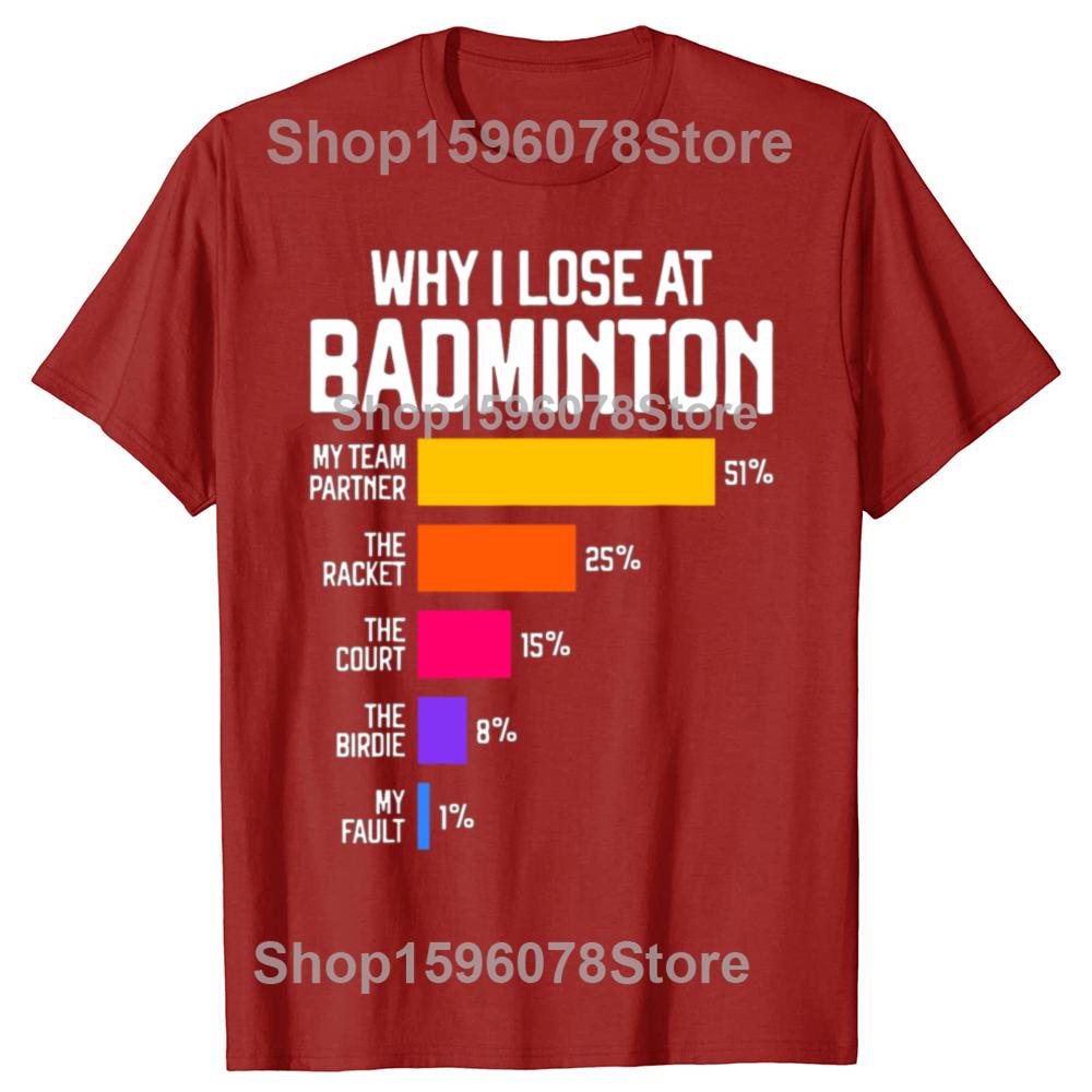 

Why I Lose At Badminton Funny Excuses T Shirt Tee Tops Round Neck Short-Sleeve Fashion Tshirt Clothing Casual Basic T-shirts S