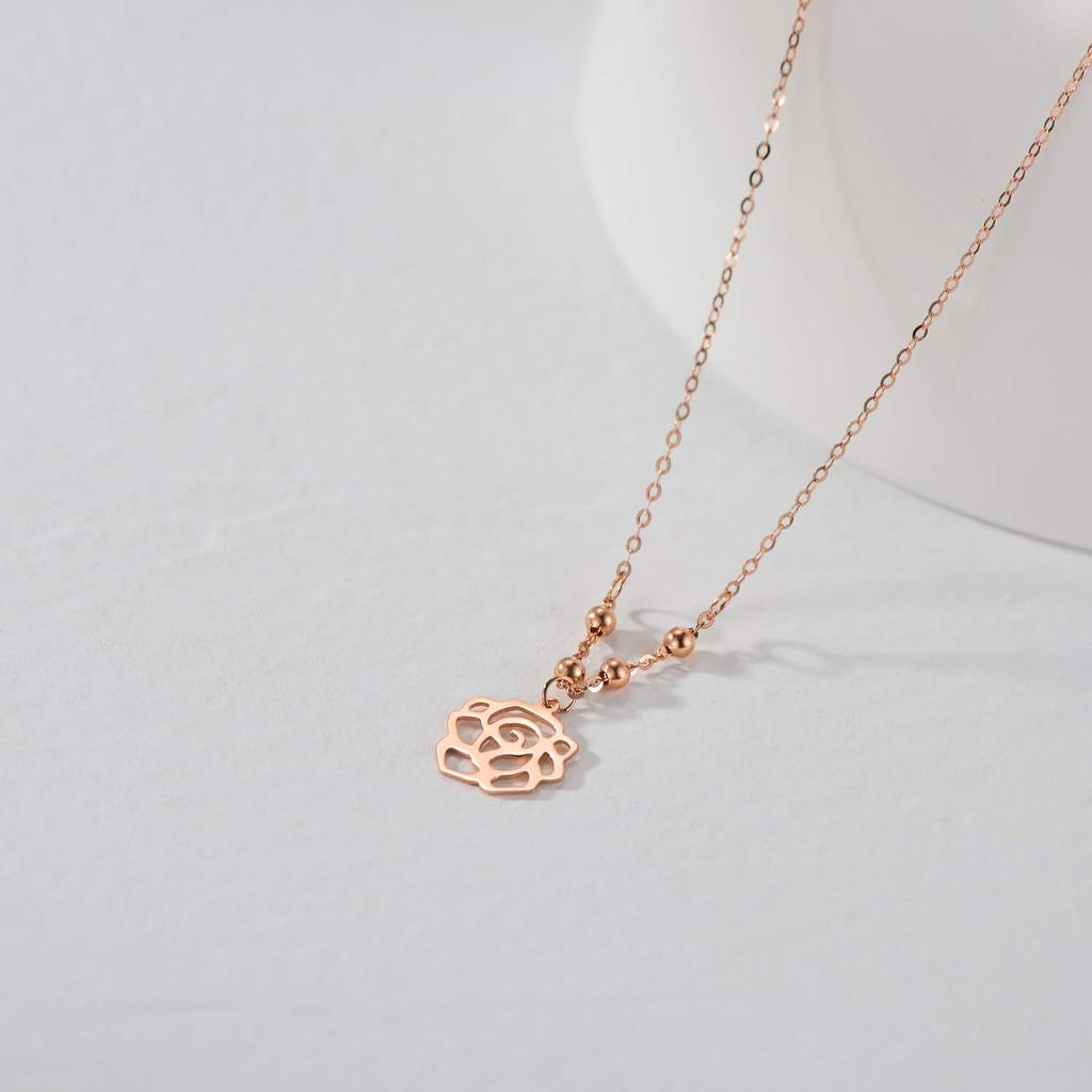 AOBOCO Náhrdelník s přívěskem růže z 18k růžového zlata Jednoduchý a oblíbený luxusní šperk Ideální jako dárek k narozeninám nebo ke svatbě Zlato. ženy. dar.