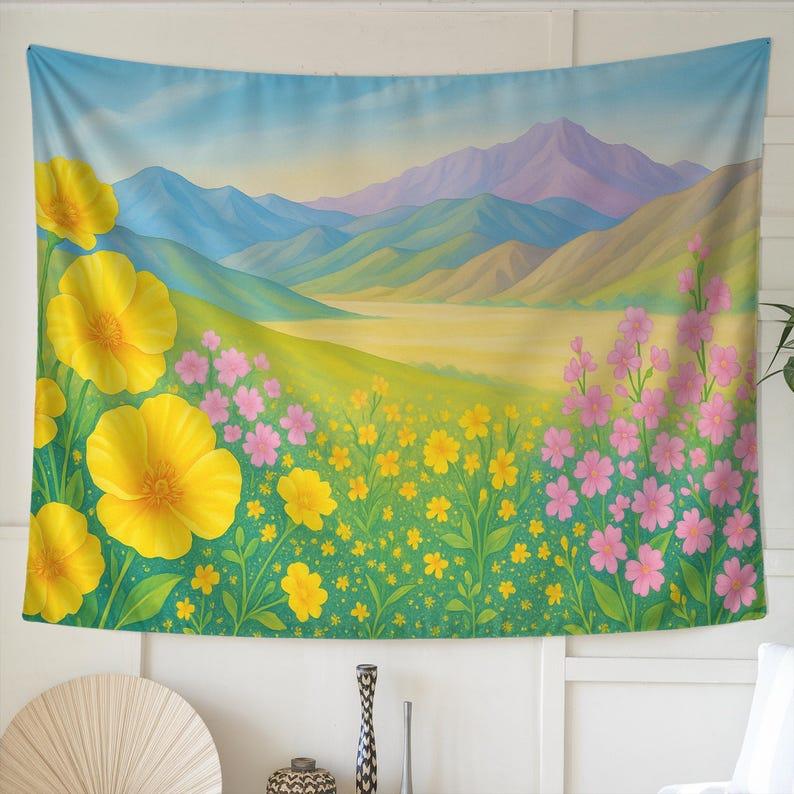 Flower and Grassland Scenery tapestry 75x100 чёрный