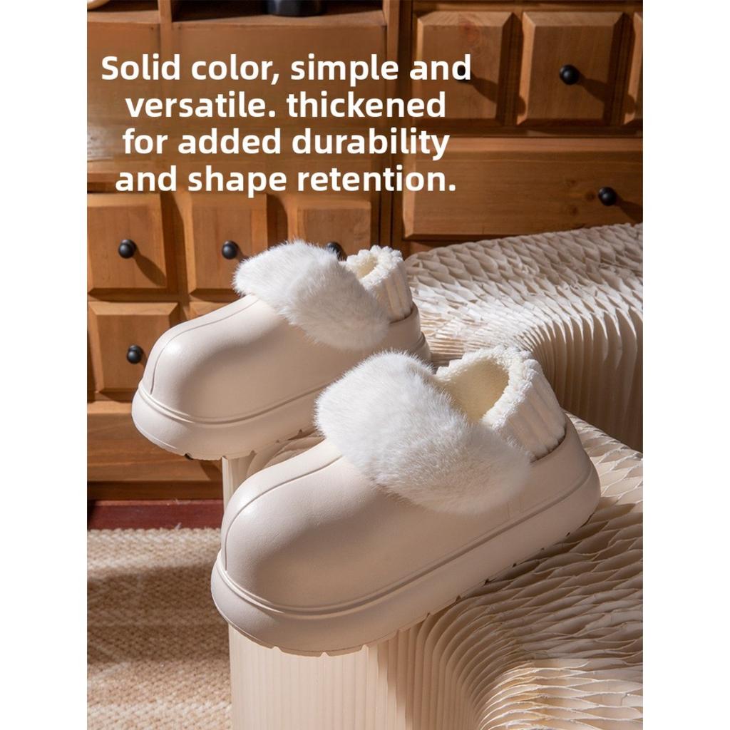 Thick Soled, Height Increasing, Removable and Washable Cotton Slippers for Women In Autumn and Winter, Velvet Waterproof Cotton Shoes for Women