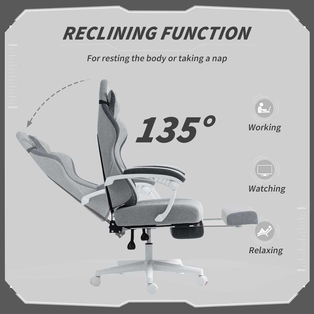Ergonomic High Back Gaming Chair for Adults, Printed Velvet Computer Recliner Chair with Footrest, Lumbar Support
