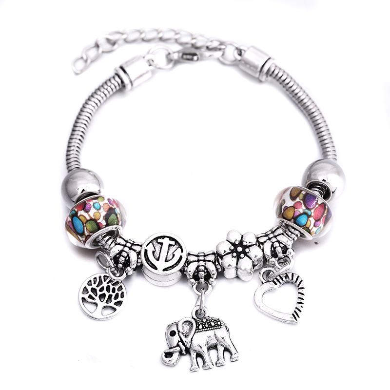 Fashion Glamour Bangle Jewelry 6 Colors Metal Lobster Buckle Snake Chain Beaded Bangles For Women Summer Bracelet Romantic Gift