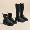 Tall elastic boots 2023 new versatile British style thick-soled one-pedal women's boots fashionable medium and short boots women's Martin