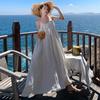 Summer Island Wear Seaside Vacation Suspender Muse Skirt Large Size Sleeveless Halter Dress White Loose Long Dress