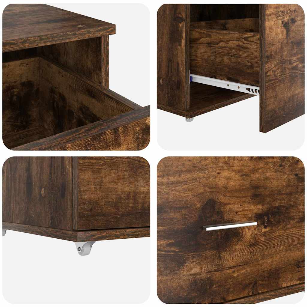Drawer Cabinet with Wheels Smoked Oak 55 x 45 x 31 cm