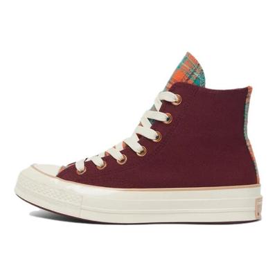 Chuck 70 High Canvas & Plaid - Deep Bordeaux Women Sneakers Purple Egret A12452C