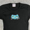 Poster Pop T-Shirt Womens Large Black Blue Cat Graphic Tee Vintage