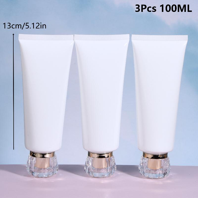 3Pcs 50/100Ml White Empty Cosmetic Squeeze Tubes Travel Dispensing Tubes Refillable Containers For Lotion Cream Facial Cleaner