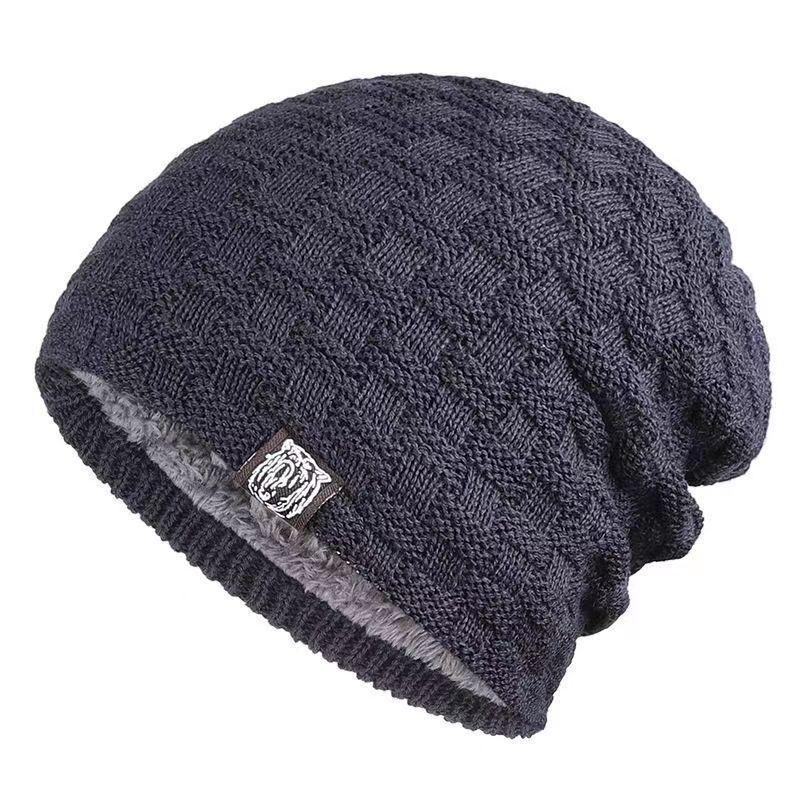Mens Fleece Lined Knit Beanie Hat Winter Warm Thick Ear Cover Pullover Cap Casual Soft Watch Hat