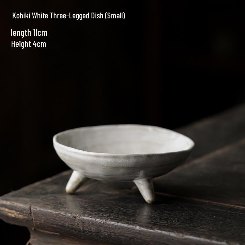 Retro Ceramic Three-Legged Tea & Dessert Tray for Pastries, Snacks, Fruits & Nuts