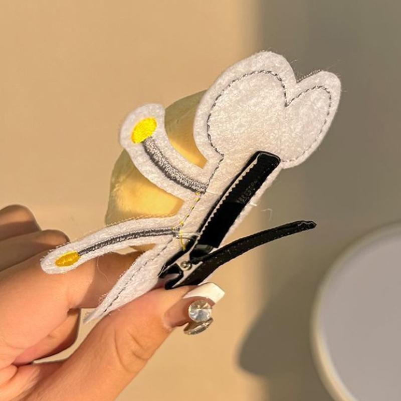 Plush Fabric Bee Hairpin Forehead Side Fringe Clip Cute Cotton Duck Beak Clip Fascinator Autumn And Winter