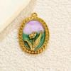 French Drip Flower Oil Painting Pendant Necklace & Heart Earring Charms in Stainless Steel - DIY Titanium Jewelry Accessories for Women