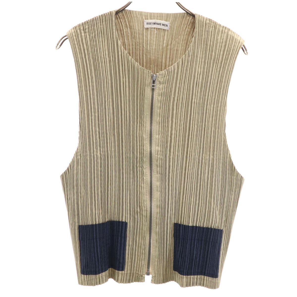 

ISSEY MIYAKE MEN 90-е Сделано в Японии Старый Плиссированный Жилет M бежевый Мужской Б/У