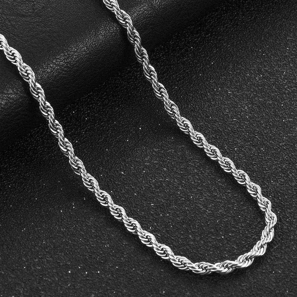Herren Edelstahl Punk Verdrehte Seilkette Halskette für Damen Silberfarbe Hals Choker Wasserdicht Mode Schmuck Zubehör