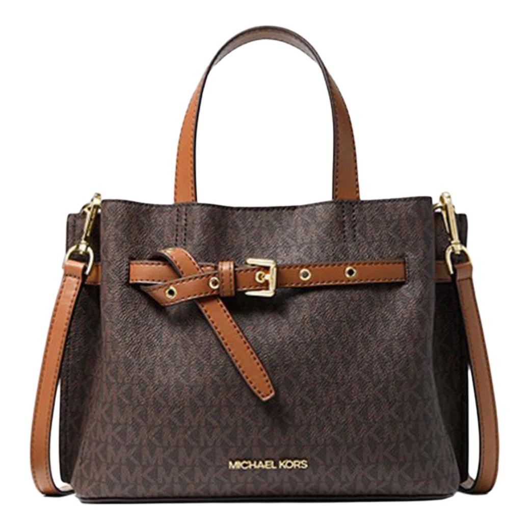 

New MICHAEL KORS Emilia Coated Canvas Shoulder Bag, Crossbody Bag, Handbag Trumpets Women s Acorn Brown 35H0GU5S1B-BROWN 27.4*12.7*20.3CM