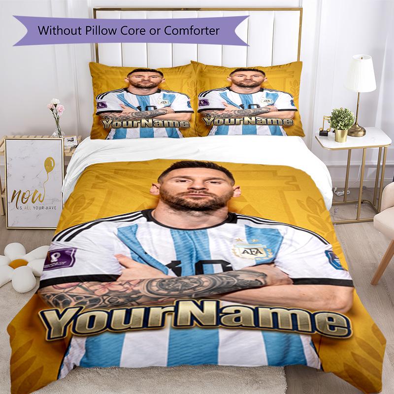 Messi 201 Customize your name Bedding Set Breathable Duvet Cover with Pillowcases Home Decoration Birthday Gift