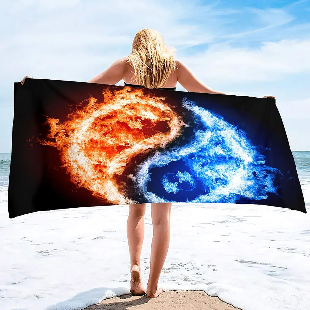 Beach Towel Yin and Yang Digital Art Quick Dry Towel Sand Proof Beach Towels Super Absorbent for Travel Pool Camping Yoga Sports