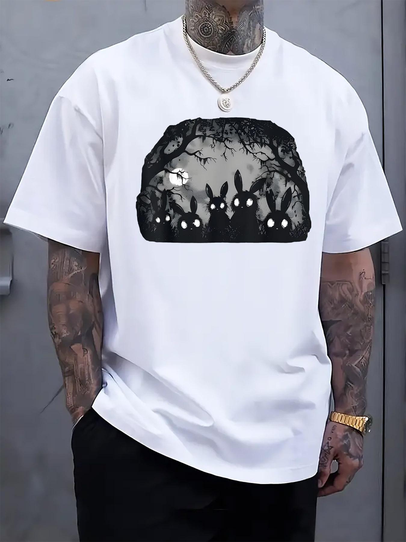 Casual Graphic T-shirt - Cute Bunny Print XL