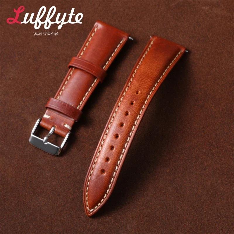 Vintage Retro Oil Wax Leather Watch Strap 18mm 19mm 20mm 21mm 22mm Men Women Fashion Watch Band Quick Release Wrist Strap