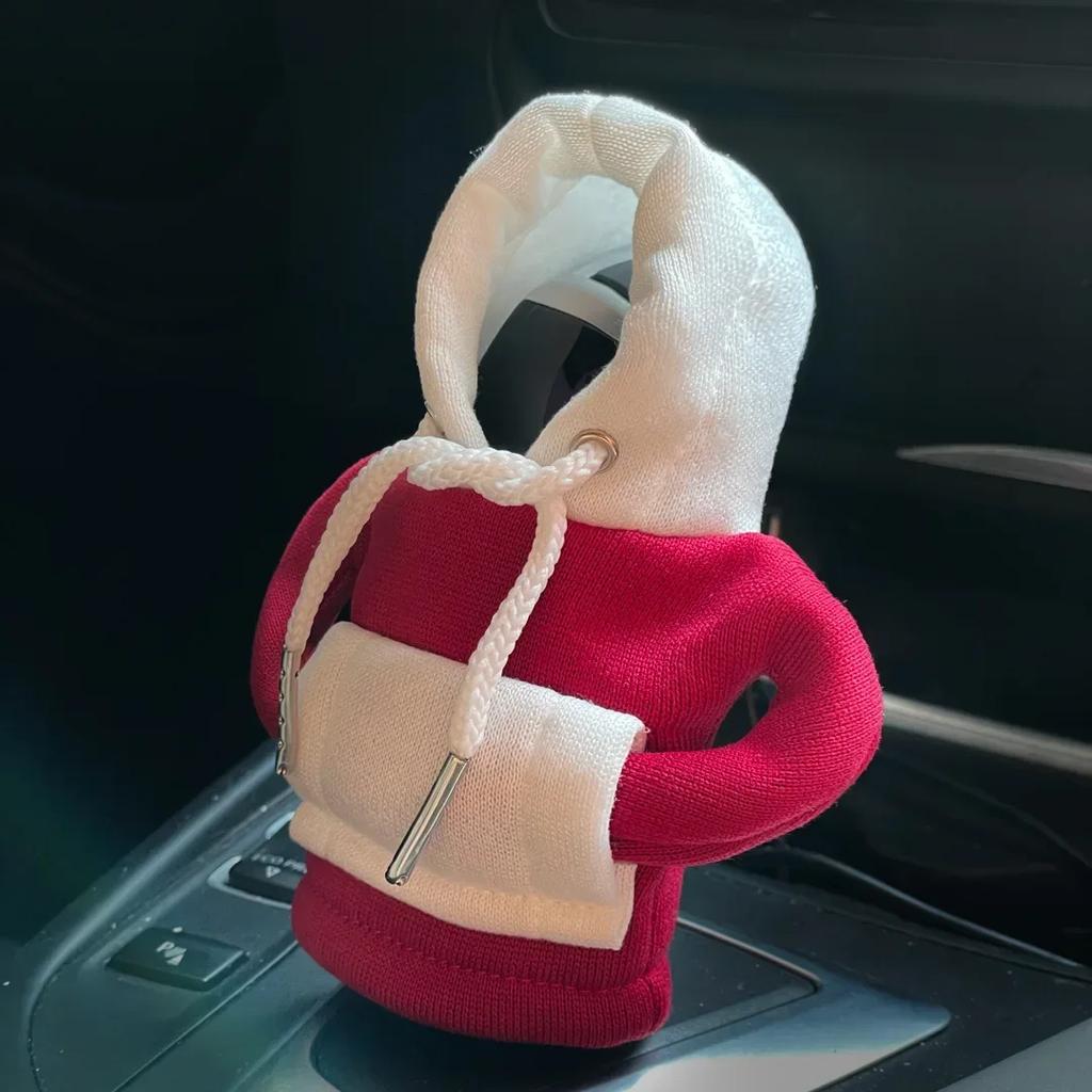 Fashion Hoodie Car Cute Cartoon Gear Shift Knob Cover Gearshift Handle Gear Lever Decorative Hoodie Cover Auto Interior Accessor