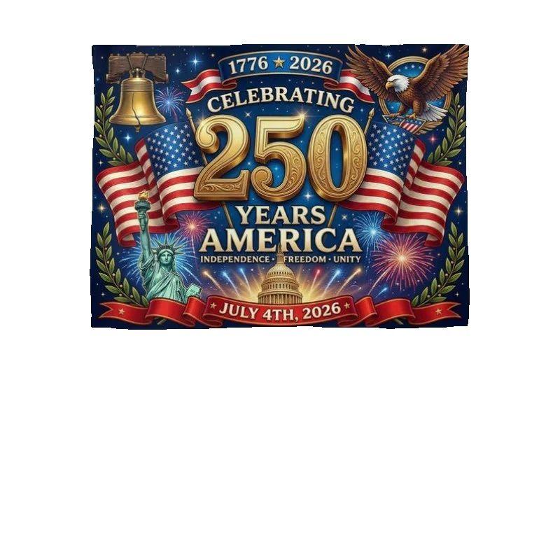 

Патриотический гобелен к 250-летию Америки 4 июля 2026 г. Печать Полиэстер Настенное панно для гостиной День Независимости и S 74x94cm(29x37in)