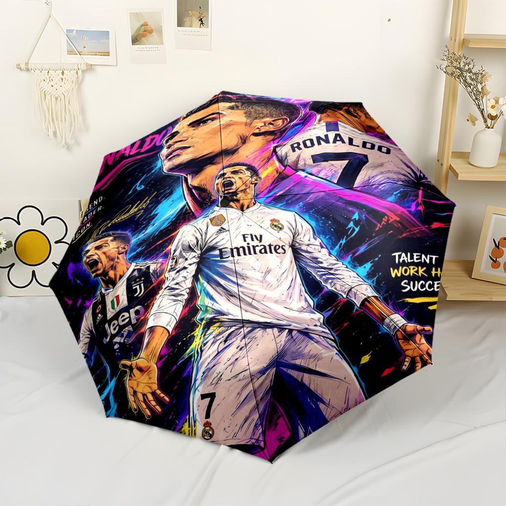 Portugal's Cr7 Crest Automatic Umbrella Compact 8-Rib Lightweight Compact Design for Outdoor Daily Use Fashion Lovers