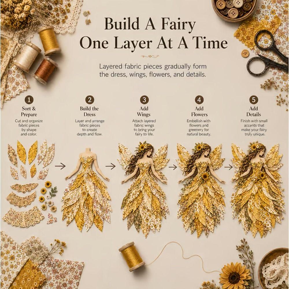 Pre Cut Fabric Patchwork Fairy Kit Step By Step Guide Patchwork Craft Kit  Home Decor