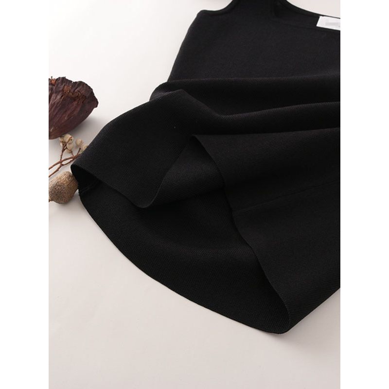 Foreign Trade Original Order Square Collar Ice Silk Camisole Fashion Wind Sexy Black Silm Slim Looking Versatile Knitted Top