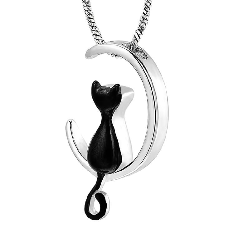 

Polished Stainless Steel Memorial Pendant For Pets Featuring Moon Inspired Design Crafted To Store Pet Ashes Or Hair чорний