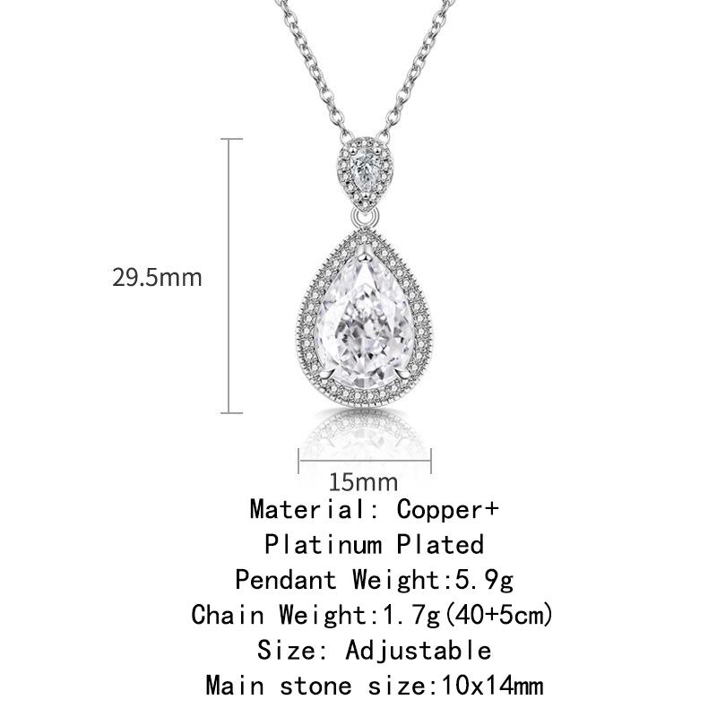 Fashionable Waterdrop Necklace High Carbon Diamond Zircon Ice Cut Necklace for Female Clavicle Chain Engagement Gift