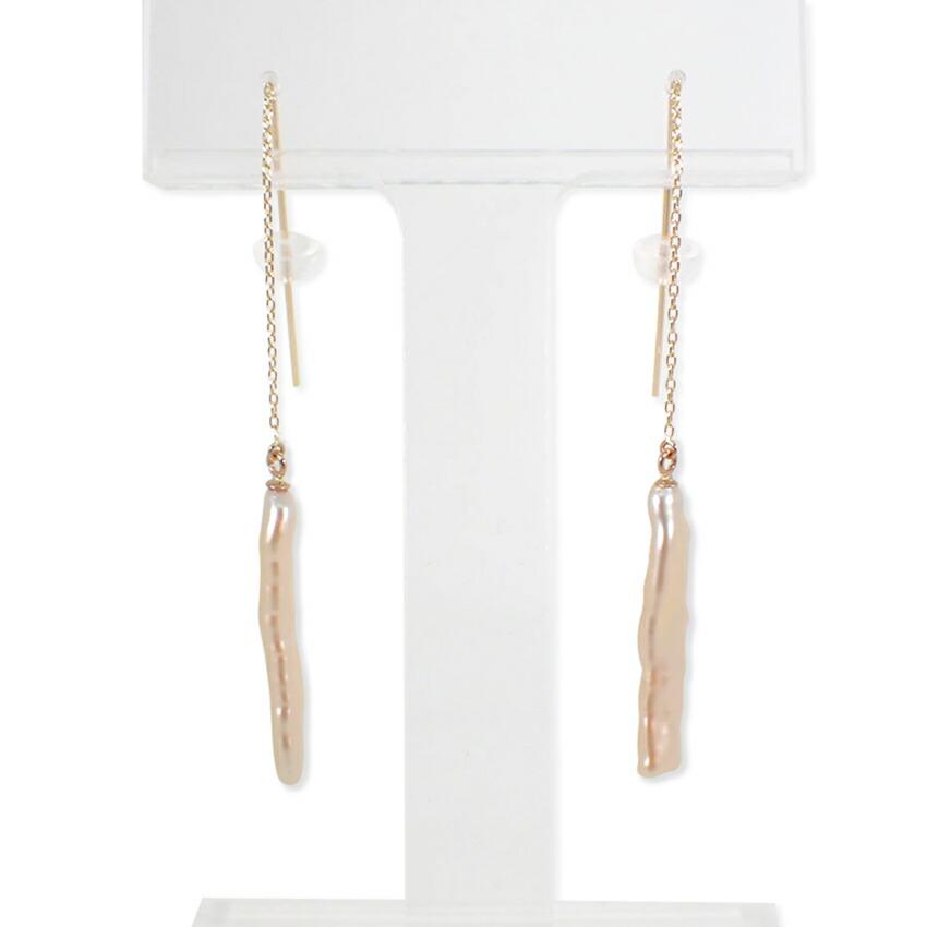 [New] K10 Freshwater Pearl/Long Chain Earrings/j33-2