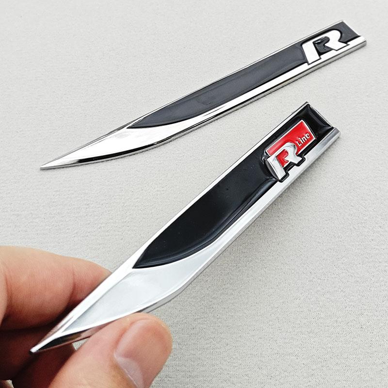2026 Hot Sticker 2pcs 3D Metal Car Letters Logo Rline Fender Side Wing Sticker Emblem Badge For Volkswagen VW Golf 6 7 8 MK6 MK7