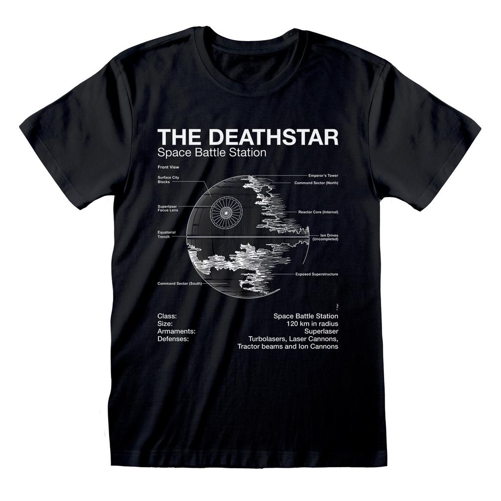 T-shirt Star Wars Nera Schema Progetto Morte Nera Ufficiale Nuova
