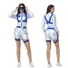 Halloween ny Vandrende Jord COS astronaut voksen kvinders sølv rumdragt jumpsuit performance kostume