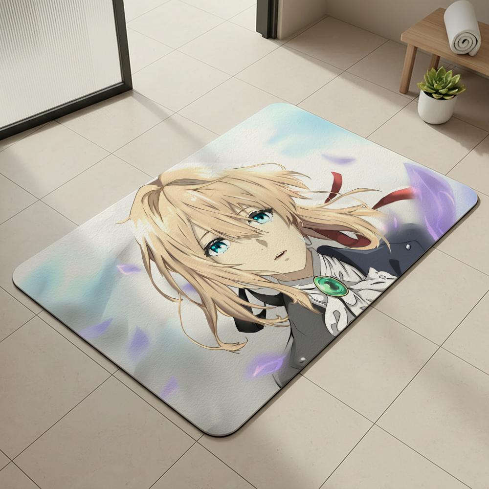 Anime V-Violet E-Evergarden Floor Mat Diatomite Bath Mat, Quick Dry, Absorbent, Multi-Scene Mat