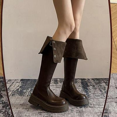 Foldable Over-the-Knee Thick-Soled High-Heeled Women's Boots - Autumn/Winter 2025 Chunky Heel Slimming Long Boots.