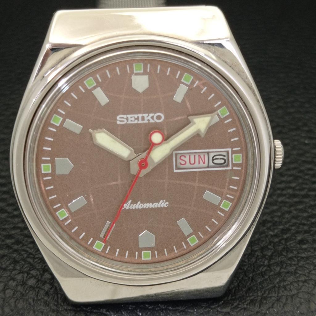 VINTAGE SEIKO AUTOMATIC 6309A JAPAN MENS BROWN COLOR DIAL WATCH A700471-5
