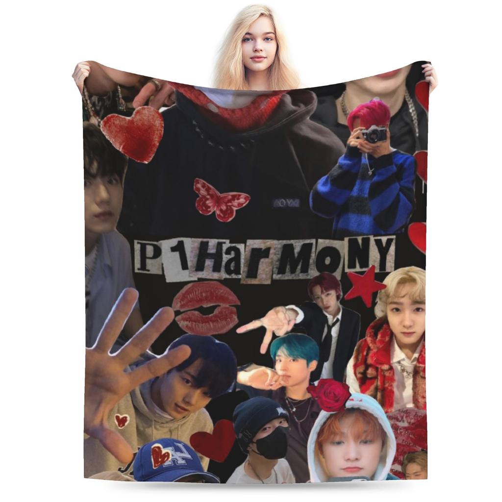 DUH! P1Harmony Kpop Music Album Blankets Lightweight Thin Flannel Comfortable Gift  Throw Blankets Bedspreads
