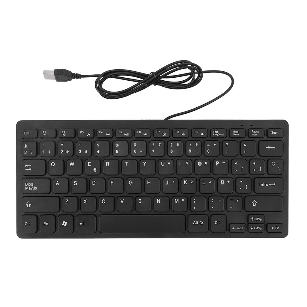 78 Keys Language Ultra Thin Keyboard Plug and Play Splash Proof USB Wired Compact Keyboard for English Bilingual Users