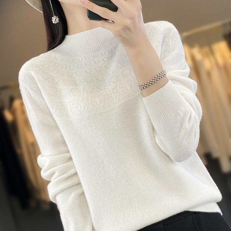 Skeleton Half-high Neck Bottoming Shirt Women's Fall and Winter Within The Lazy Loose Thin Knitted Sweater