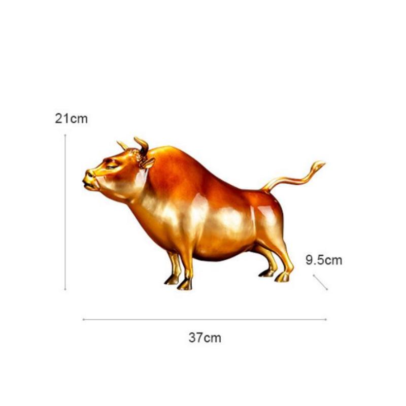 Simulation Animal Sculpture Brass Ornaments Golden Ox Cattle Bull Resin Sculpture Copper Figurines Home Decoration Accessories