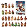 Acrylic Hanging Decorations Chicken Advent Calendar 2026 24 Days Christmas Countdown with 2D Flat Ornament Set Ornament Cartoon Pendant for
