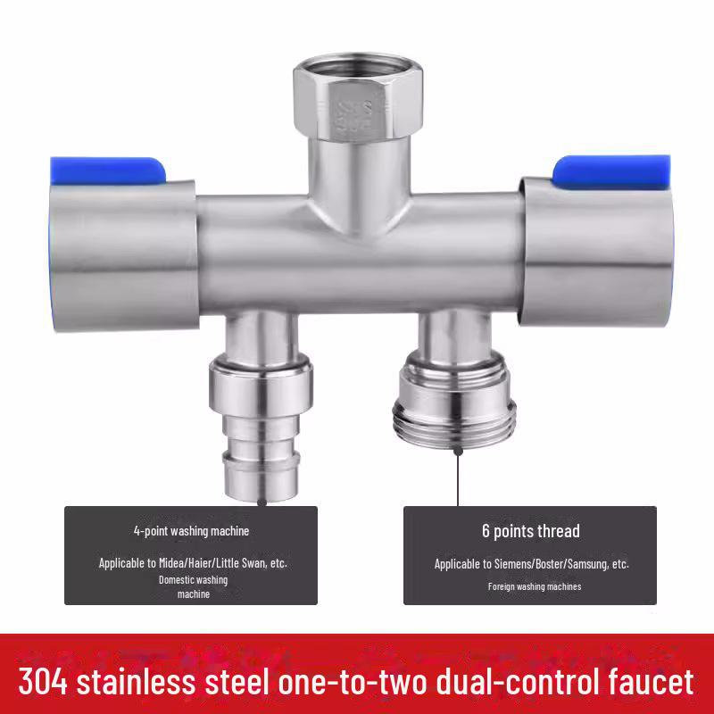 Triangle Valve: 3-Way Diverter with Dual Outlets for Double Washing Machine Connection and Toilet Switch