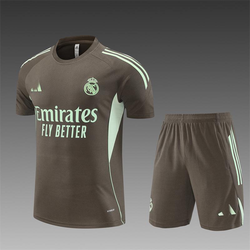 2426 Maglia Real Madrid Manica Lunga Mezza Zip Maglia da Allenamento Calcio Pre-Partita Maglia da Gara Tuta Adulto Manica Corta Bambino
