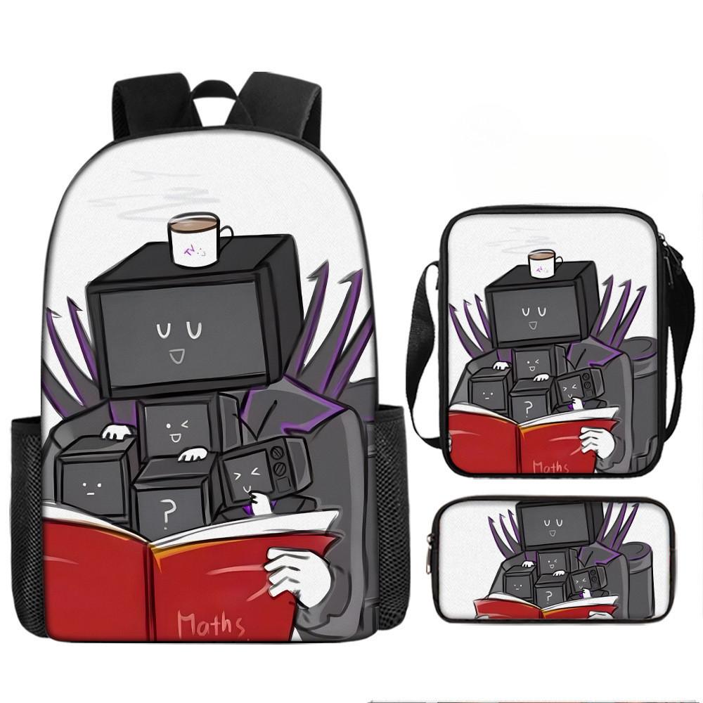 Skibidi Cartoon Toilet Printed Backpack Child Schoolbag Shoulder Bag Pencil Bag