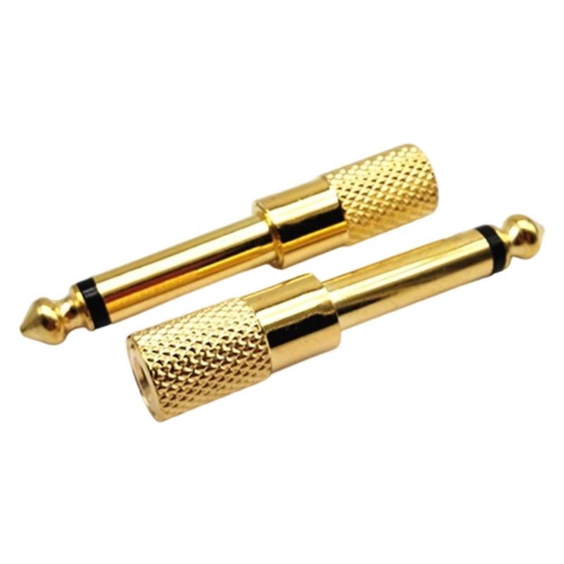Gold Plate 6.5mm To 3.5mm Mono Adapter Audios Plugs High Fidelitys Sound Zinc Alloy Construction Durability Connectivities