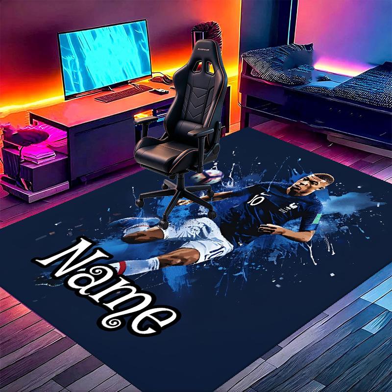 Custom Name Personalized Kylian Mbappe Print Carpet, Versatile Home Decor Rug, for Playroom, Apartment, Balcony, Entryway, Hallway Gift