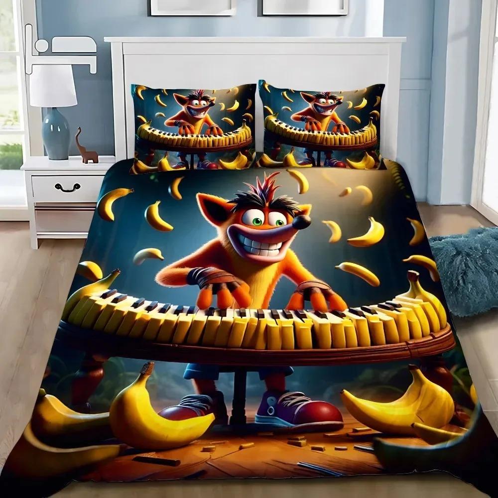 Cartoon 3D Printed Crash Bandicoot Bedding Set game Duvet Cover Pillowcase Single Twin Full Queen Size For Kids Bedroom Decor